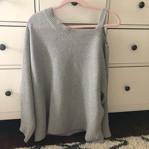 Oversized One Shoulder Ribbed Sweater